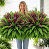 UV Resistant Artificial Fern And Red Dracaena
