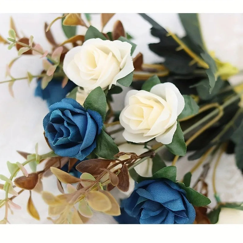 Rose Artificial Flowers 12Heads 33cm Fake Flowers For Home Room Decor Wedding Marriage Decoration DIY Craft Garland Accessories