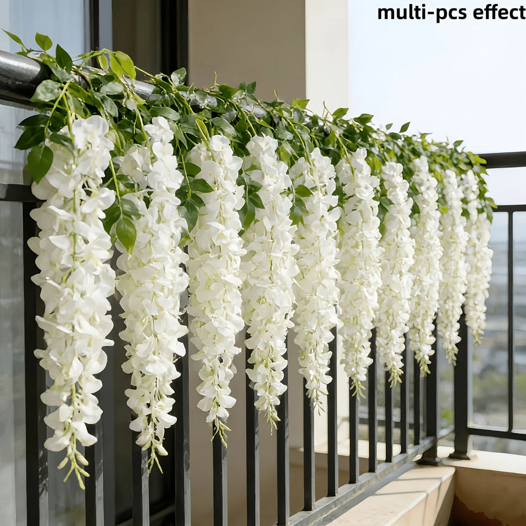20PCS Artificial Wisteria Simulation Flower Vine, Indoor and Outdoor Hanging Decoration, Maintenance Free Fake Wisteria Vine