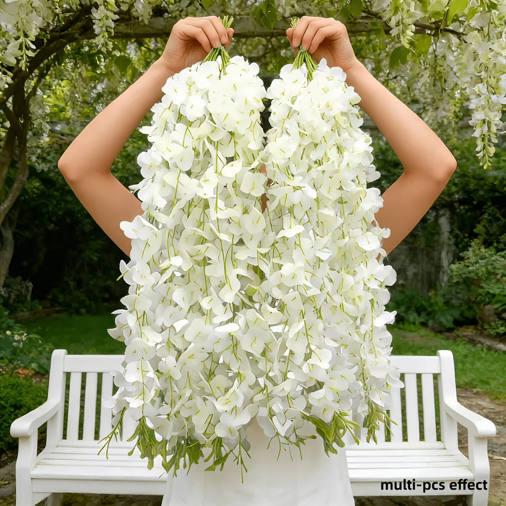 20PCS Artificial Wisteria Simulation Flower Vine, Indoor and Outdoor Hanging Decoration, Maintenance Free Fake Wisteria Vine