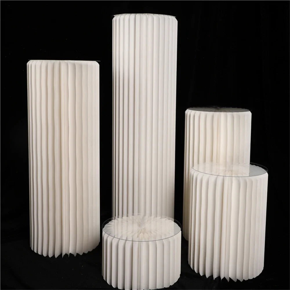 Roman Folding Column Ornaments Party Honeycomb Origami Display Stand Shop Window Wedding Decor Folding Cylindrical Flower Rack