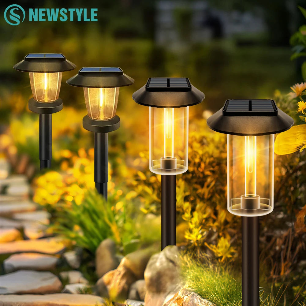Solar Pathway Lights Outdoor Waterproof 1-4PCS Garden Landscape Lights Tungsten Lamp for Yard Lawn Walkway Path Decor ﻿