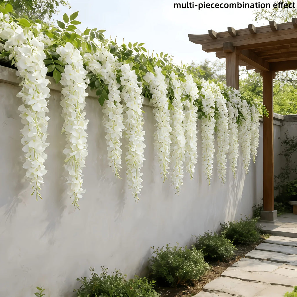 20PCS Artificial Wisteria Simulation Flower Vine, Indoor and Outdoor Hanging Decoration, Maintenance Free Fake Wisteria Vine
