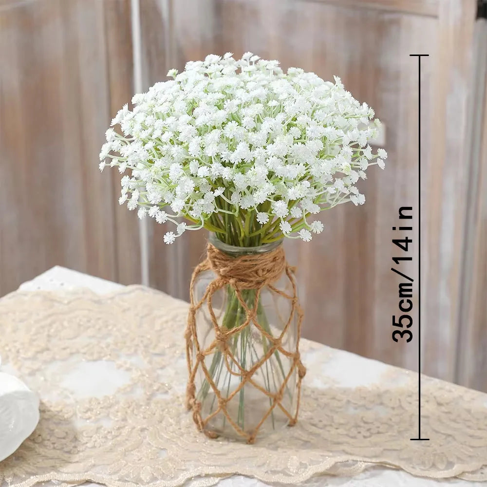 50pcs Artificial Baby's Breath Flowers Real Touch Gypsophila Suitable For Wedding Bride Engagement Home Ornament Room Decoration
