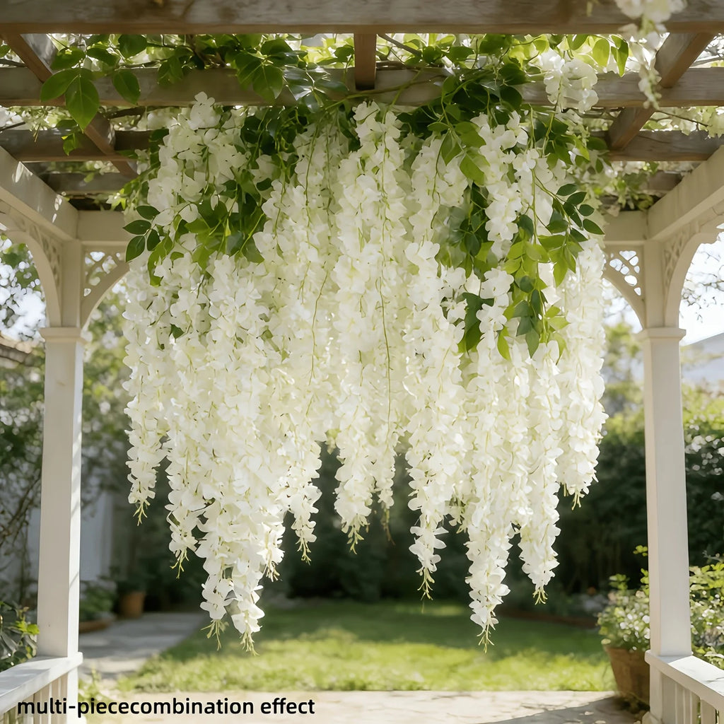 20PCS Artificial Wisteria Simulation Flower Vine, Indoor and Outdoor Hanging Decoration, Maintenance Free Fake Wisteria Vine